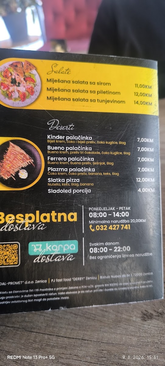 Menu - Café Pizza Derby photo 2