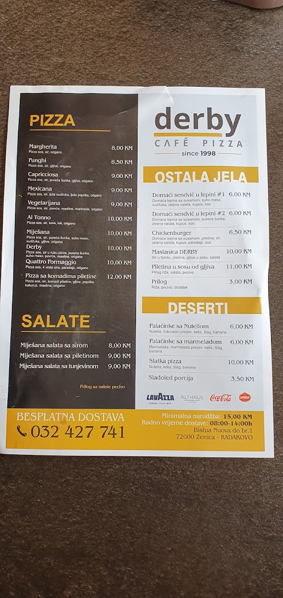 Menu - Café Pizza Derby photo 5